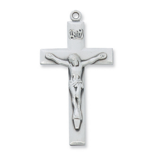 Crucifix Sterling Silver w/ 24" Rhodium Plated Chain