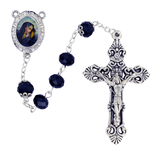 Crystal Blue Our Lady of Sorrows Rosary