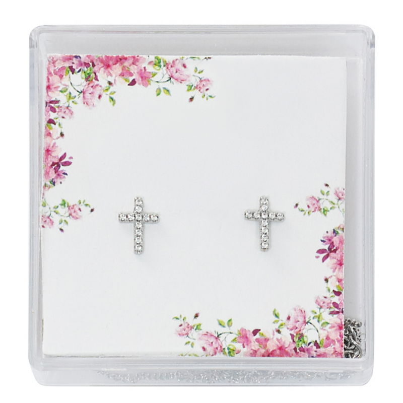 Crystal Cross Communion Earring