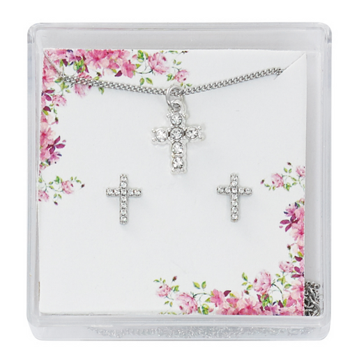 Crystal Cross Communion Necklace and Earring Set - BEST SELLER