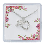 Crystal Cross Heart Necklace, Red Lady Bug Rosary, Lady Bug Cross Bracelet And Girl White Cross - Girls Youth Gift Set