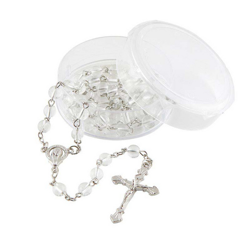 Crystal Glass Bead Rosary with Madonna Centerpiece - 12 Pieces Per Package