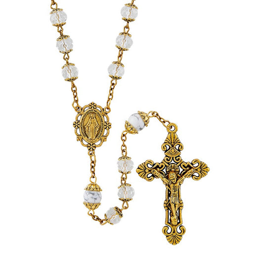 Crystal Picasso Collection Rosary With Italian Miraculous Medal