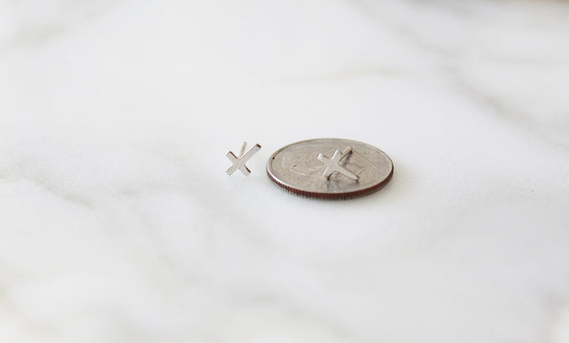 Cross Studs in Sterling Silver