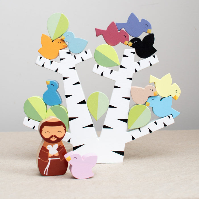 St. Francis Preaches to the Birds Wooden Stacking Toy - No Box