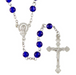 Dark Blue Glass Bead Rosary with Madonna Centerpiece - 12 Pieces Per Package