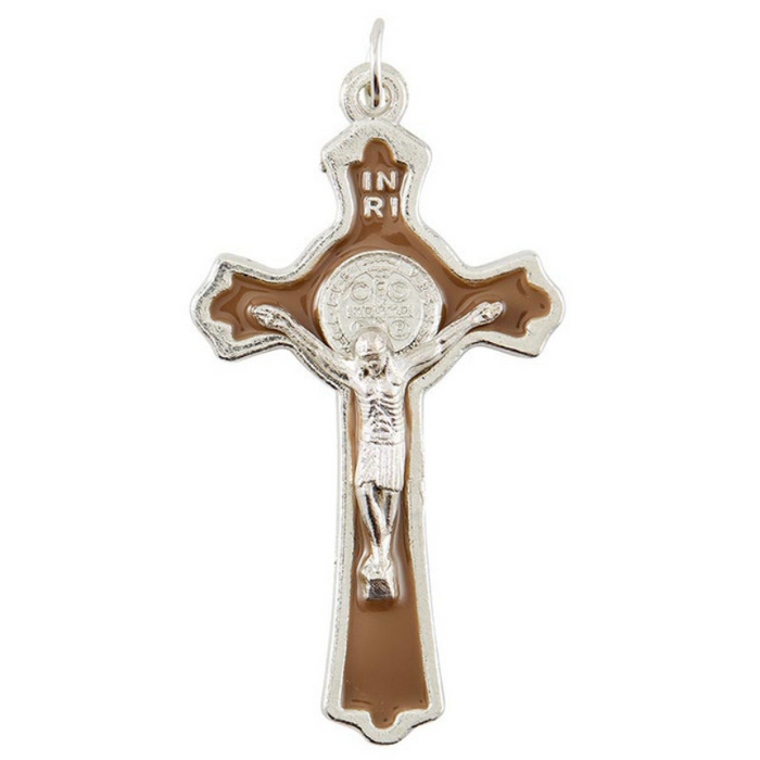 Dark Brown Saint Benedict Crucifix - 12 Pieces Per Package