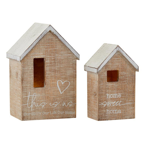 Decorative Wooden Houses Candleholder -  Home