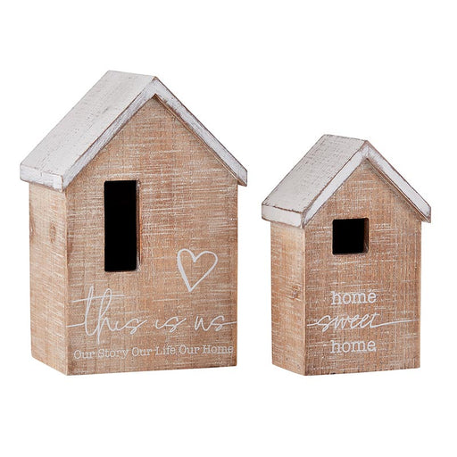 Decorative Wooden Houses Candleholder -  Home