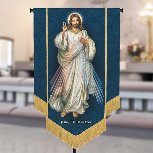 Divine Mercy Banners with Gold Lace and Fringe