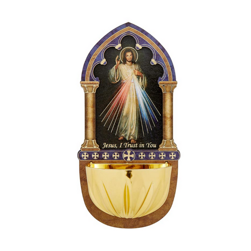 Divine Mercy Lasered Wood Holy Water Font - 4 Pieces Per Package