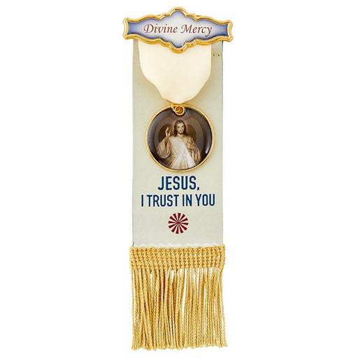 Divine Mercy Vintage Ribbon Pin With Tassels