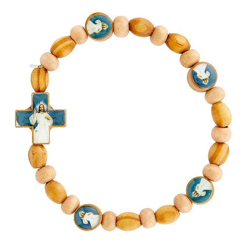 Divine Mercy Wood Bead Bracelet - 6 Pieces Per Package