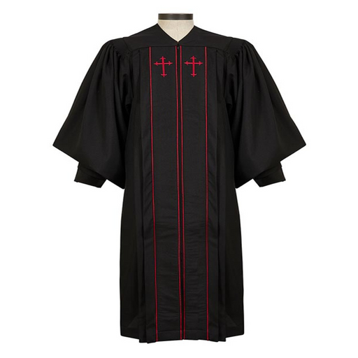 Double-Red Trim & Cross Pulpit Robe