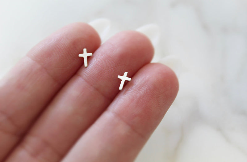 Cross Studs in Sterling Silver