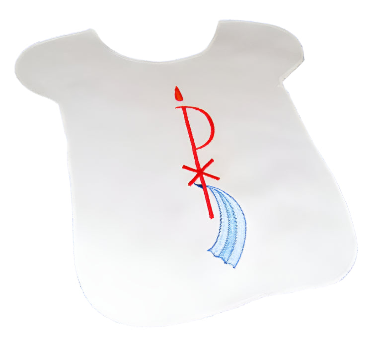 Embroidered Chi-Ro Baptismal Bib - Bap2