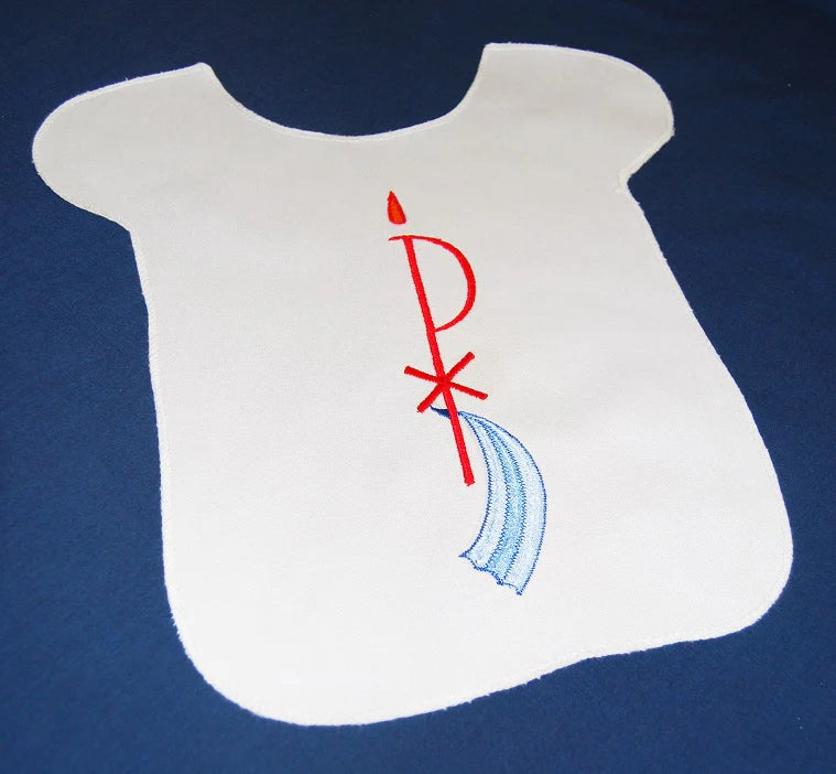 Embroidered Chi-Ro Baptismal Bib - Bap2