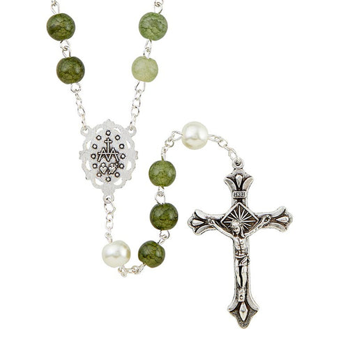Emerald Positano Collection Rosary With Miraculous Medal Medal Center