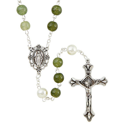 Emerald Positano Collection Rosary With Miraculous Medal Medal Center