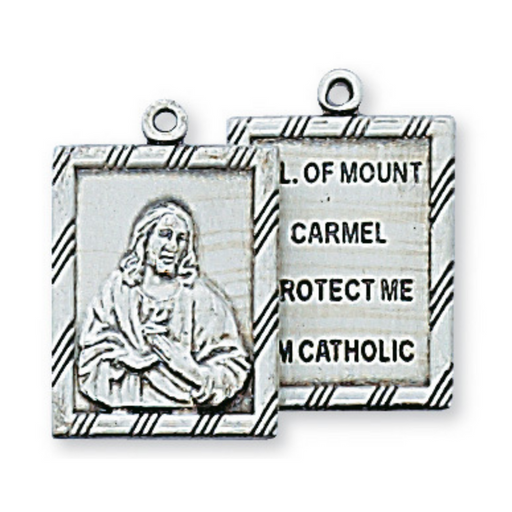 Engravable Sterling Silver 2 Piece Our Lady of Mount Carmel Scapular w/ 18" Chai