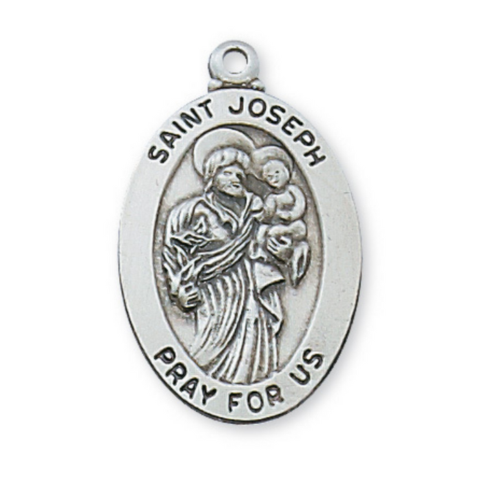 Engravable Sterling Silver St. Joseph Medal w/ 20" Rhodium Plated Chain Engravable Sterling Silver St. Joseph Medal Engravable Sterling Silver St. Joseph necklace