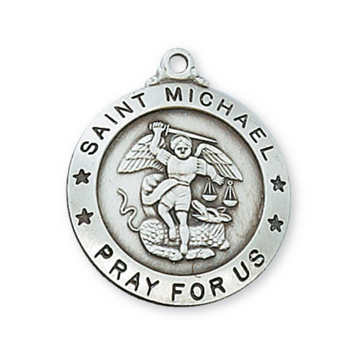 Engravable Sterling Silver St. Michael Medal w/ 24" Rhodium Chain Engravable Sterling Silver St. Michael Medal Engravable Sterling Silver St. Michael necklace