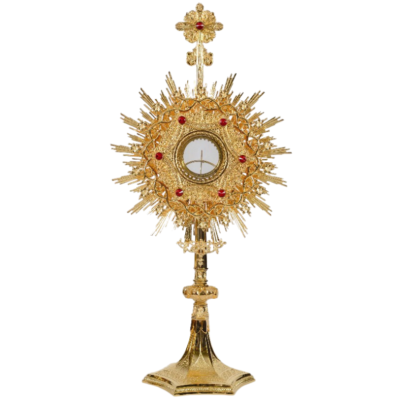 European Monstrance and Glass Enclosed Luna with Gems