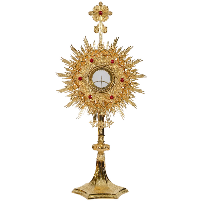 European Monstrance and Glass Enclosed Luna with Gems