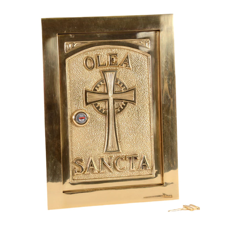 Iglesia tradicional empotrada en la pared Ambry de latón macizo 