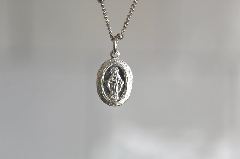 Dainty Miraculous Medal Necklace in Silver