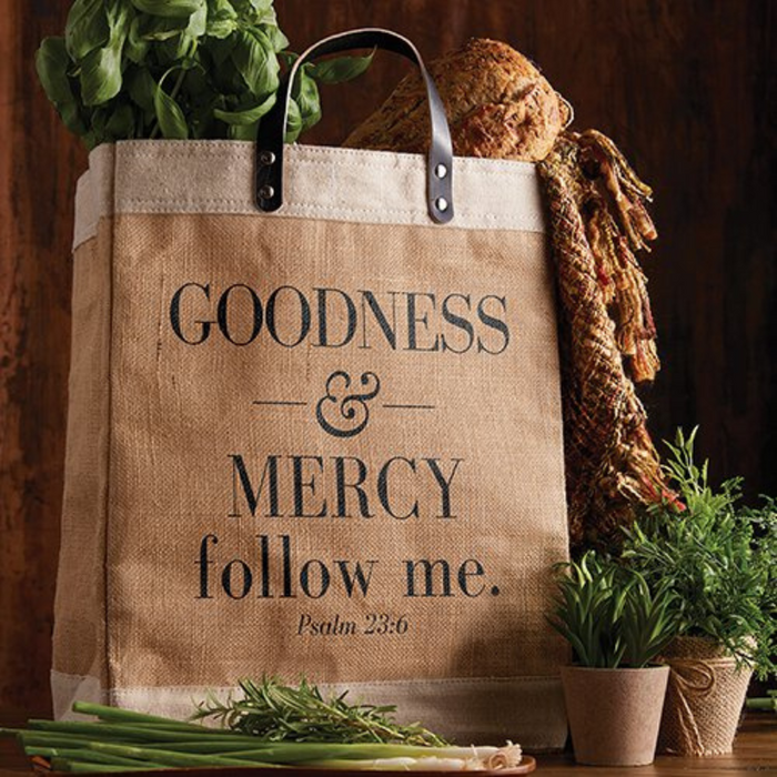 Farmer's Market Large Tote - Goodness and Mercy Follow Me