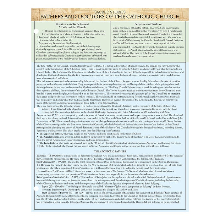 Fathers And Doctors Of The Catholic Church - Sacred Stories Trifold Chart