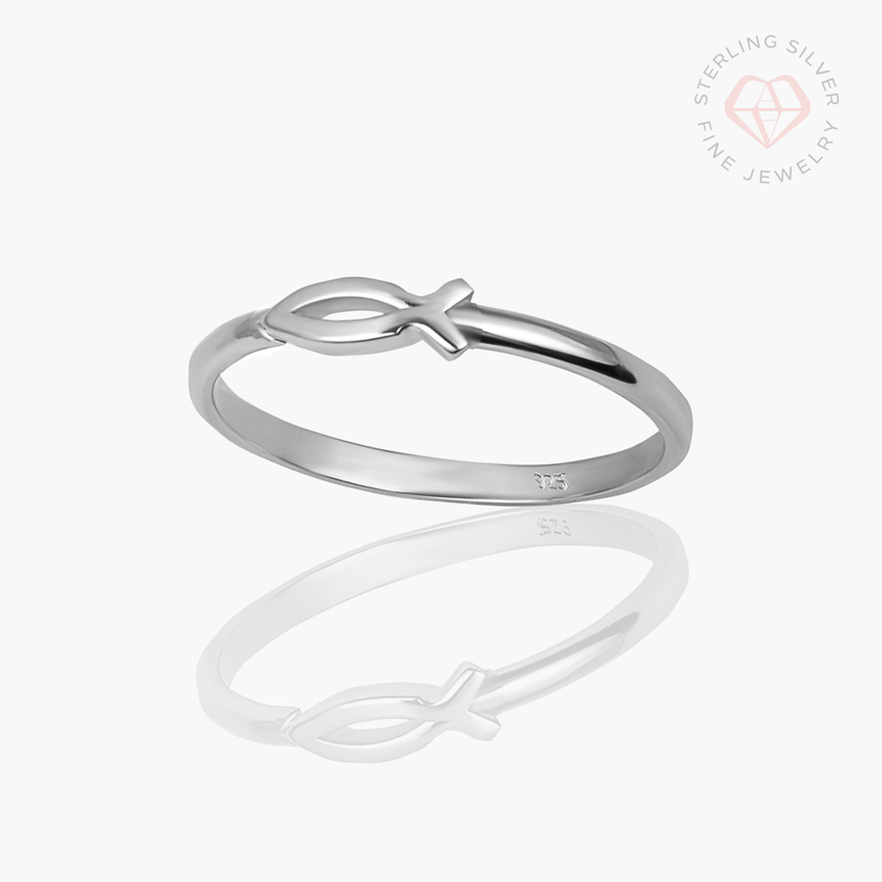 Ichthys Grace Ring- Sterling Silver (Made to Order Ships in 2-3 weeks)