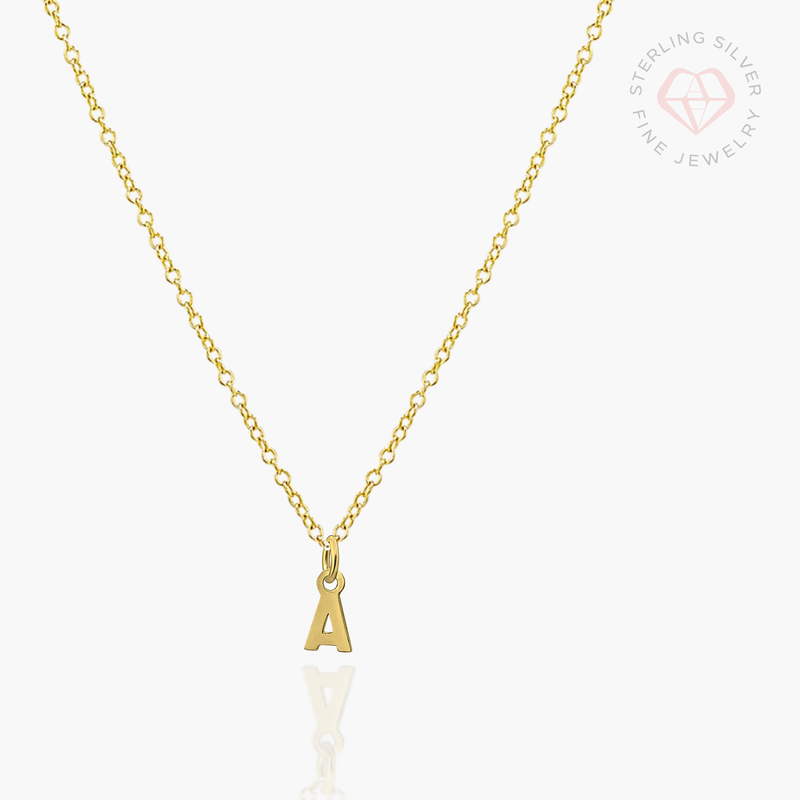 Mini Initial Necklace- Gold Vermeil & Sterling Silver