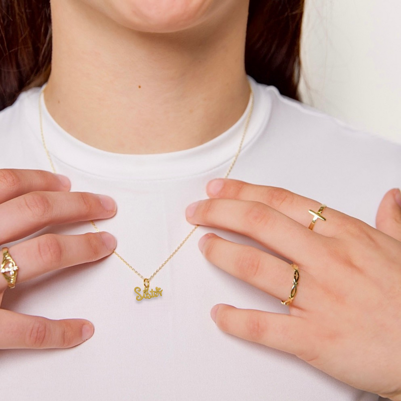 Sister in Christ Necklace- Gold Vermeil & Sterling Silver
