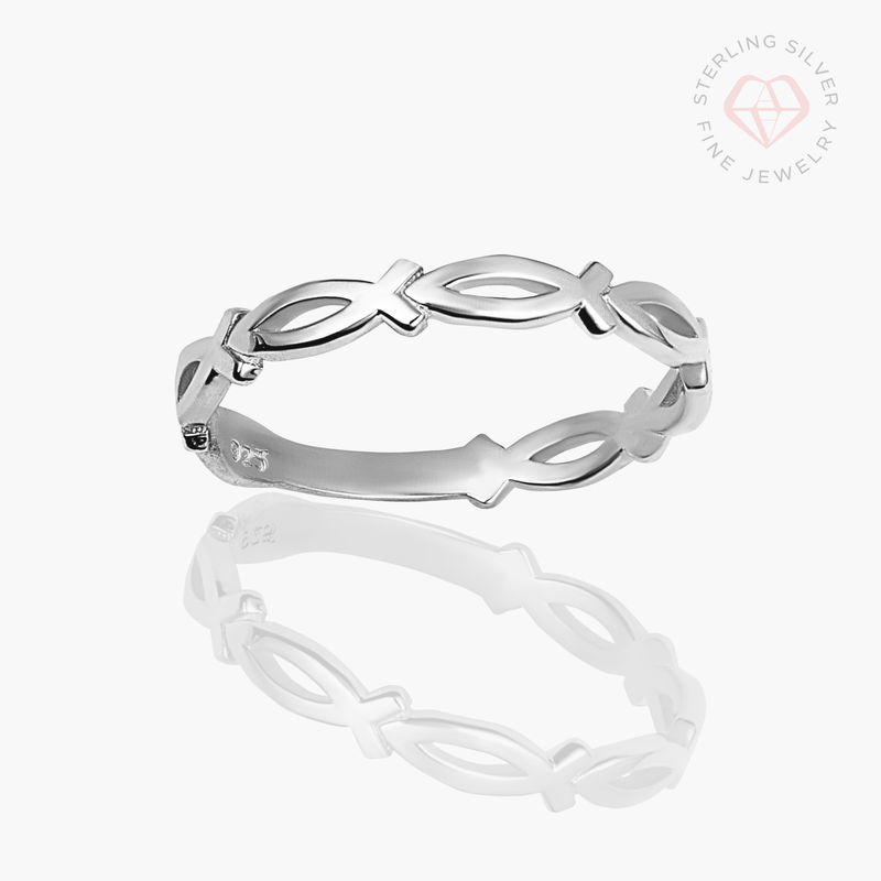 Ichthys All Around Ring- Sterling Silver (Made to Order Ships in 2-3 weeks)