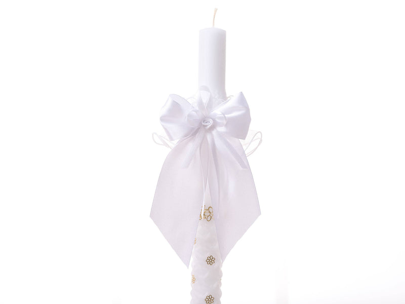 First Communion Candle Decoration – Elegant Satin and Chiffon Wrap for Ceremony Candles