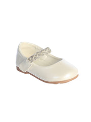 First Communion Matte Flat Shoes with Braided Rhinestone Strap – Stylish and Comfortable Girls Dress Flats