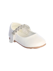 First Communion Matte Flat Shoes with Braided Rhinestone Strap – Stylish and Comfortable Girls Dress Flats