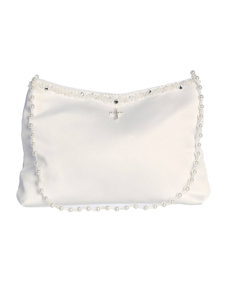 First Communion Pocket Book Bag with Rhinestone Cross – Elegant Purse for Girls