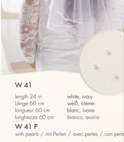 First Communion Veil with Pearls – Handmade 60cm White Veil for Girls Made in Poland