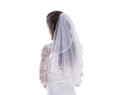 First Communion Veil with Pearls – Handmade 60cm White Veil for Girls Made in Poland
