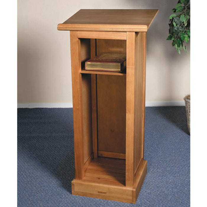 Full Lectern with Shelf - Pecan Stain