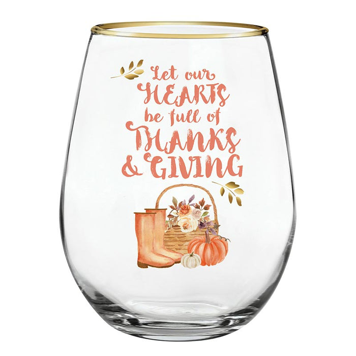 Give Thanks Stemless Wine Glass