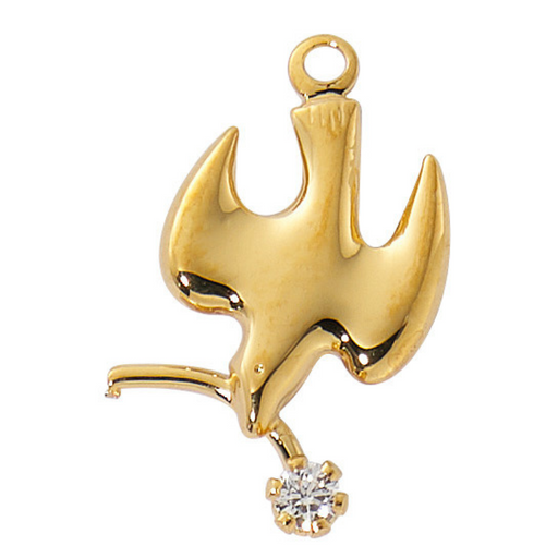 Gold Plated Sterling Silver Dove with Zircon Stone Necklace