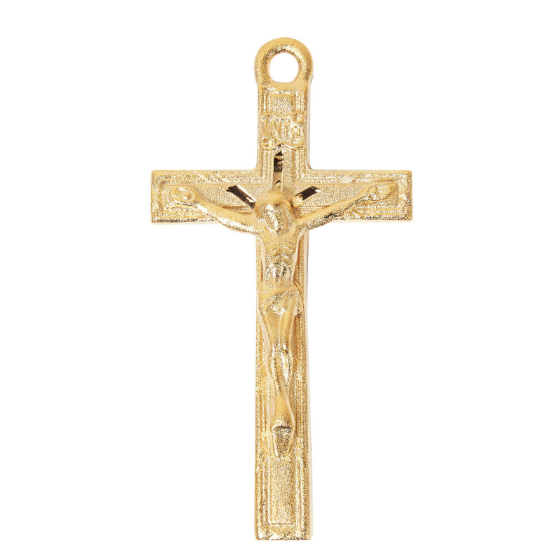 Gold Tone Pewter Crucifix with 24