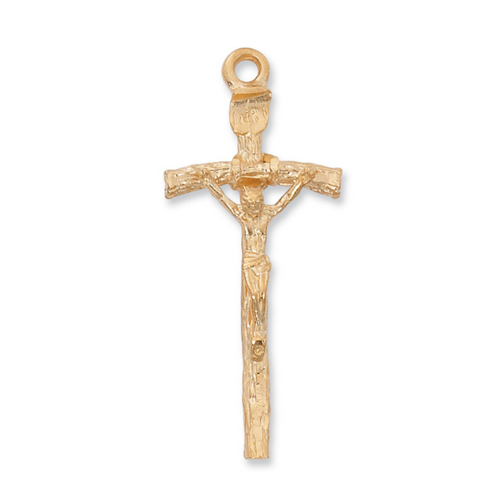 Gold Tone Pewter Papal Crucifix with 24" Chain