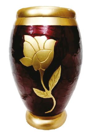 Golden Rose Burgundy Memorial Urn with Gold Accents