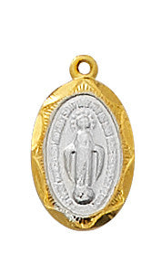 Gold over Sterling Silver Miraculous Medal with 16" Gold Plated Chain