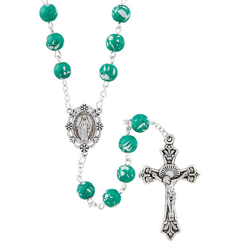 Green Massa Collection Rosary With Miraculous Center